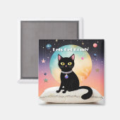 Schwarze Katze - Lass uns es uns gemütlich machen Magnet (Vorderseite/Rückseite)