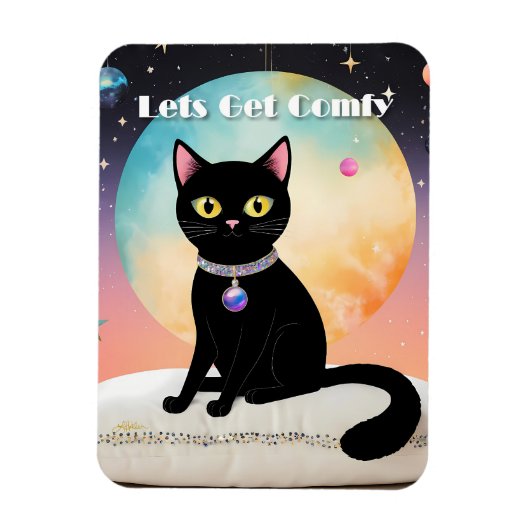 Schwarze Katze - Lass uns es uns gemütlich machen Magnet (Vertikal)