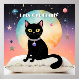 Schwarze Katze - Lass uns es uns gemütlich machen Poster