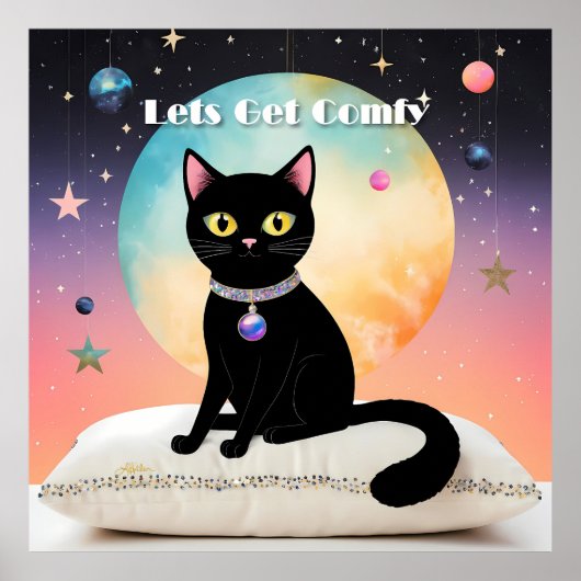 Schwarze Katze - Lass uns es uns gemütlich machen Poster (Vorne)