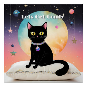 Schwarze Katze - Lass uns es uns gemütlich machen Poster