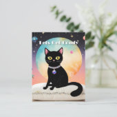 Schwarze Katze - Lass uns es uns gemütlich machen Postkarte (Stehend Vorderseite)