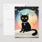 Schwarze Katze - Lass uns es uns gemütlich machen Postkarte (Vorne/Hinten)