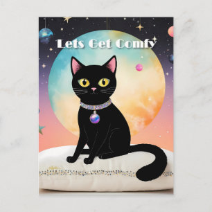 Schwarze Katze - Lass uns es uns gemütlich machen Postkarte