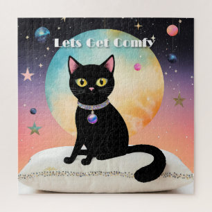 Schwarze Katze - Lass uns es uns gemütlich machen Puzzle