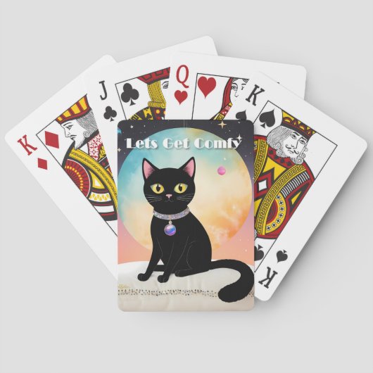 Schwarze Katze - Lass uns es uns gemütlich machen Spielkarten (Rückseite)
