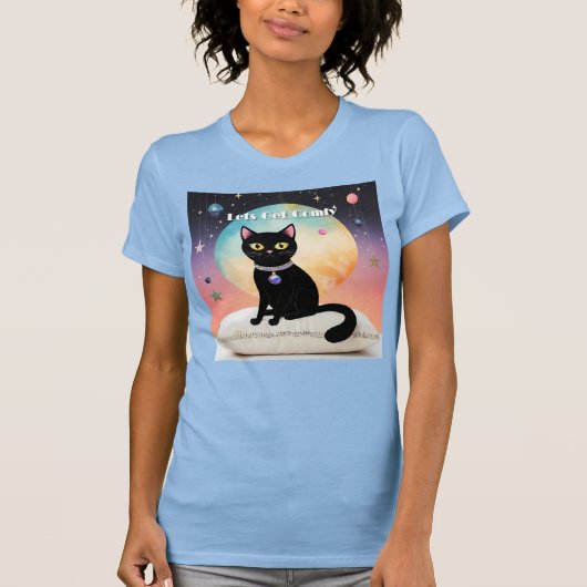 Schwarze Katze - Lass uns es uns gemütlich machen T-Shirt (Vorderseite)
