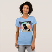 Schwarze Katze - Lass uns es uns gemütlich machen T-Shirt (Vorne ganz)