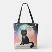 Schwarze Katze - Lass uns es uns gemütlich machen Tasche (Rückseite)