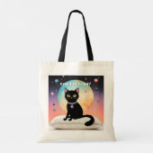 Schwarze Katze - Lass uns es uns gemütlich machen Tragetasche (Rückseite)