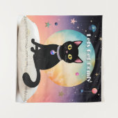 Schwarze Katze - Lass uns es uns gemütlich machen Wandteppich (Vorderseite (Horizontal))