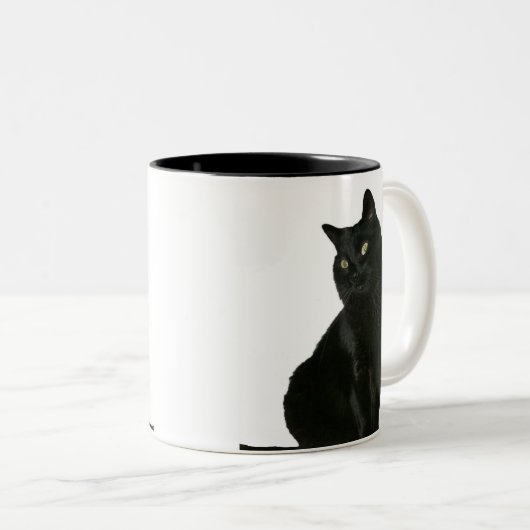 Schwarze Katze Lau Tasse (VorderseiteRechts)