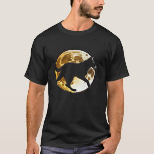 Schwarze Katze Laufender Mond Grafik T-Shirts Männ