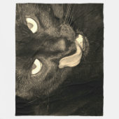 Schwarze Katze lecken Fleecedecke (Vorderseite)