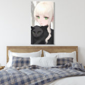 Schwarze Katze Leinwanddruck (Insitu (Schlafzimmer))