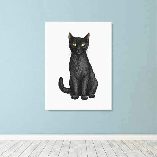 Schwarze Katze Leinwanddruck (Insitu (Holzboden))