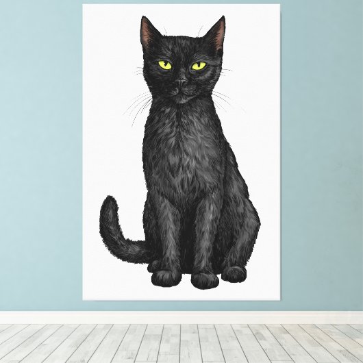 Schwarze Katze Leinwanddruck (Insitu (Holzboden))