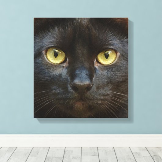 Schwarze Katze Leinwanddruck (Insitu (Holzboden))