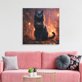 Schwarze Katze Leinwanddruck (Insitu (Wohnzimmer))