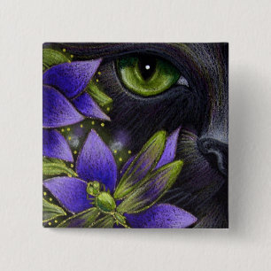 SCHWARZE KATZE & LIBELLE Knopf Button