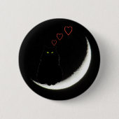 Schwarze Katze Lieben Sie zum Mond und zurück Button (Vorderseite)
