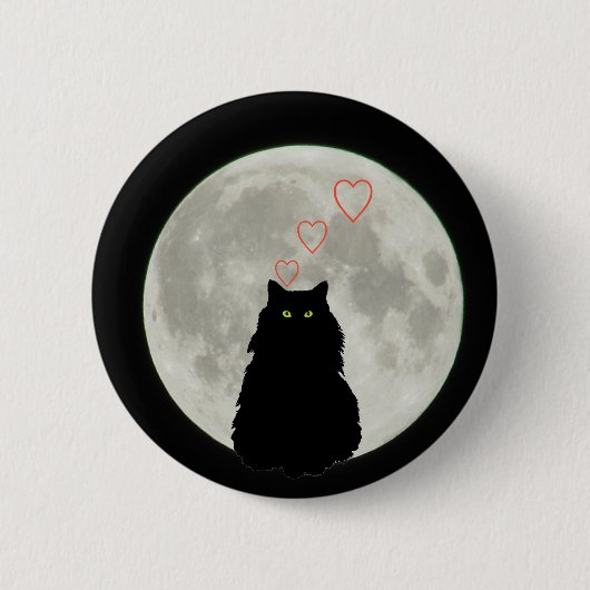 Schwarze Katze Lieben zum Mond und zurück Button (Vorderseite)