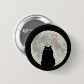 Schwarze Katze Lieben zum Mond und zurück Button (Vorne & Hinten)