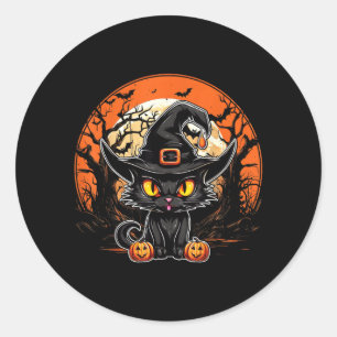 Schwarze Katze Liebhaber - Schwarze Katze Hallowee Runder Aufkleber