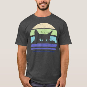 Schwarze Katze Liebhaber Vintage Retro Stil Katzen T-Shirt