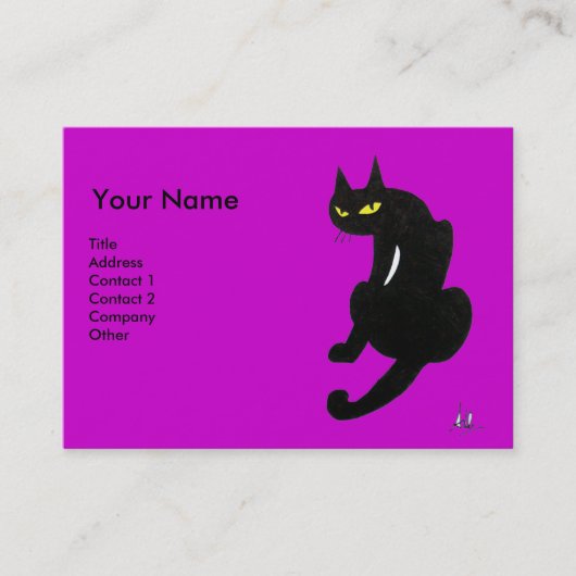 SCHWARZE KATZE, Lila Violette Fuchsia Visitenkarte (Vorderseite)