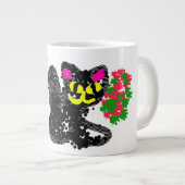 Schwarze Katze Linie Herbst Jumbo-Tasse (Vorderseite Rechts)