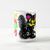 Schwarze Katze Linie Herbst Kaffeetasse (Mittel)