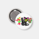 Schwarze Katze Linie Herbst Magnet (Vorderseite/Rückseite)