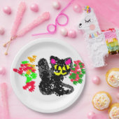 Schwarze Katze Linie Herbst Pappteller (Party)