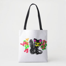 Schwarze Katze Linie Herbst  Tasche