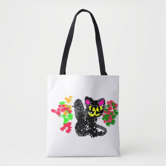Schwarze Katze Linie Herbst Tasche (Vorderseite)