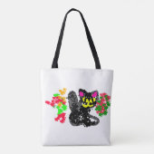 Schwarze Katze Linie Herbst Tasche (Rückseite)