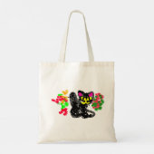 Schwarze Katze Linie Herbst Tragetasche (Rückseite)
