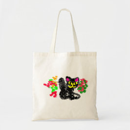 Schwarze Katze Linie Herbst  Tragetasche