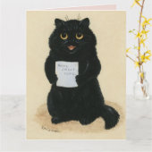 SCHWARZE KATZE LOUIS WAIN ART HELLO GREETKARTE KARTE (Gelbe Blume)