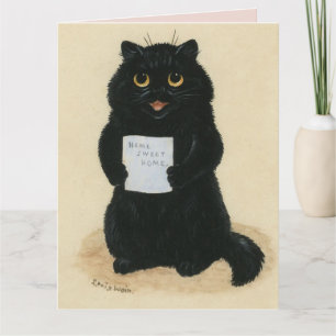 SCHWARZE KATZE LOUIS WAIN ART HELLO GREETKARTE KARTE