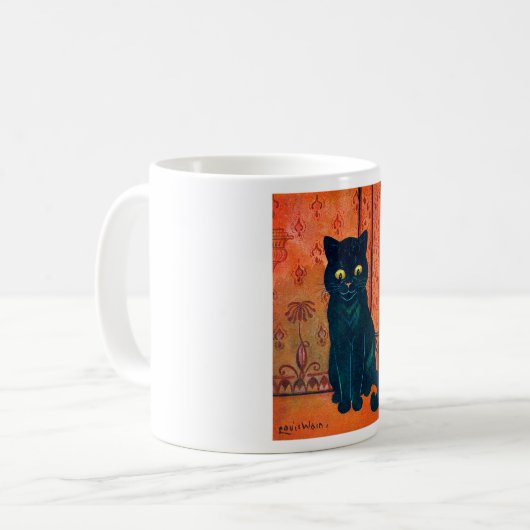 Schwarze Katze, Louis Wain Kaffeetasse (Vorderseite Links)
