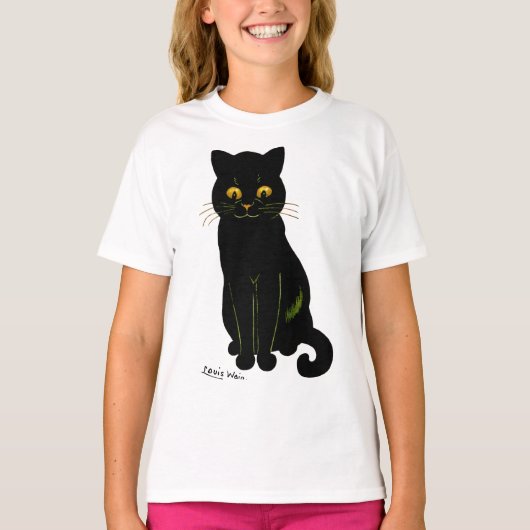 Schwarze Katze, Louis Wain T-Shirt (Vorderseite)