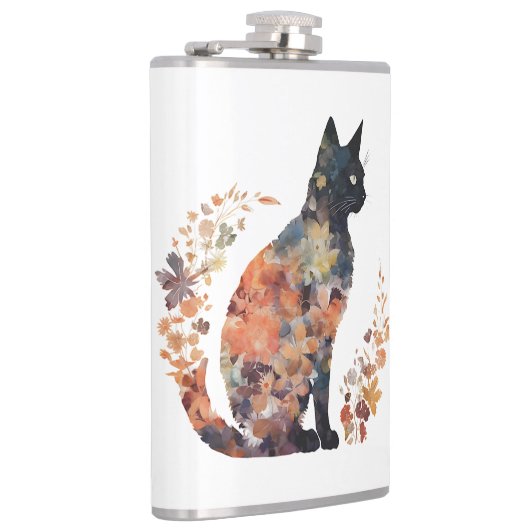 Schwarze Katze Lover Kostüme Flora Blume Beängstig Flachmann (Rechts)