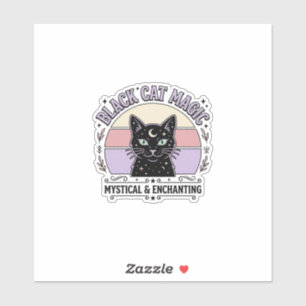 Schwarze Katze Magische Katze Schwarze Katze Vinta Aufkleber