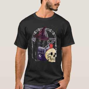 Schwarze Katze Magischer Zauber Halloween-Katze T-Shirt