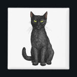 Schwarze Katze Magnet<br><div class="desc">Handgemalte Schwarzkatze</div>
