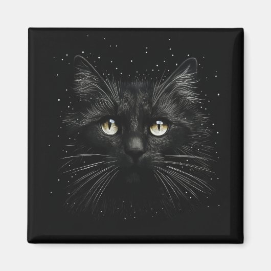 Schwarze Katze Magnet (Vorne)