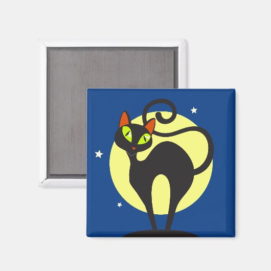 Schwarze Katze Magnet (Vorderseite/Rückseite)