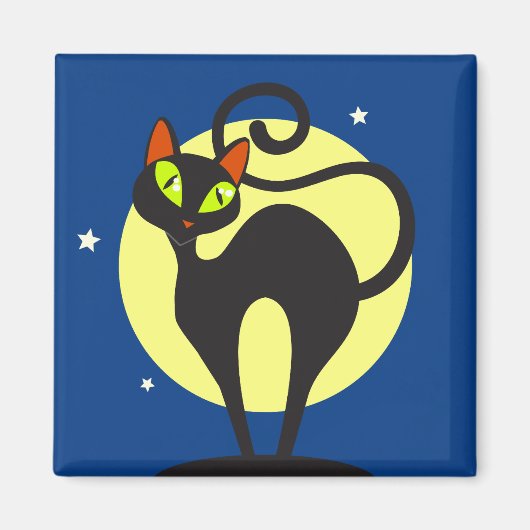 Schwarze Katze Magnet (Vorne)
